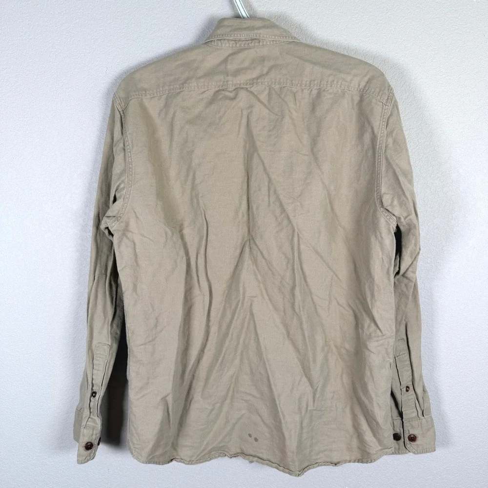 Banana Republic Linen Blend Button Up Shirt Men M Tan Untucked Standard Fit read